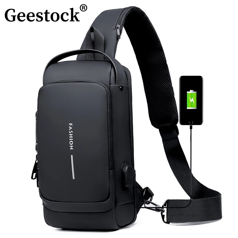 Bolsa Geestock Crossbody - Mochila Anti-Furto com Senha USB